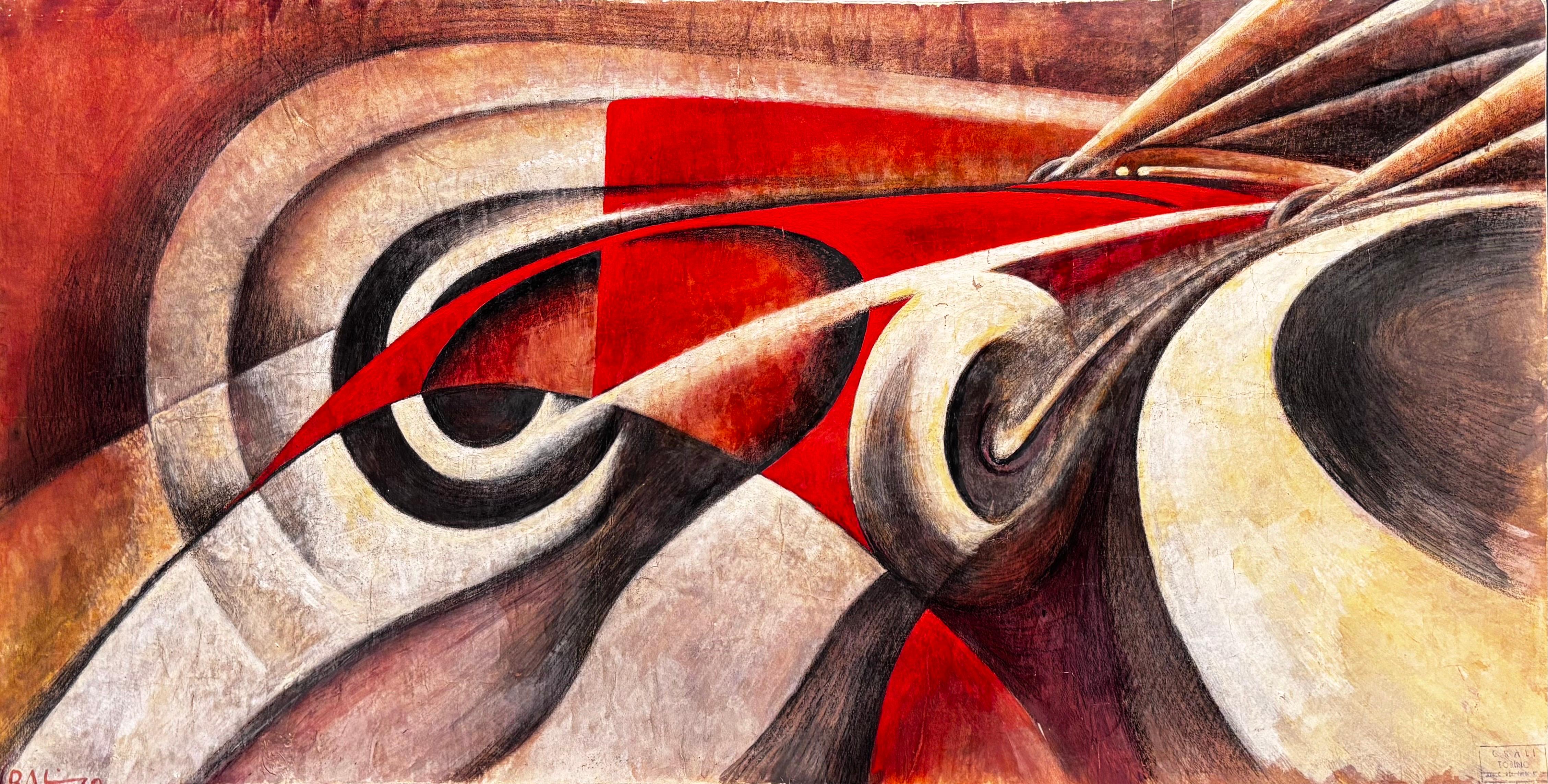 Studio per l'opera - Le forze della curva- auto in corsa cm. 71 x 36 1930 – Painting von Tulio Crali