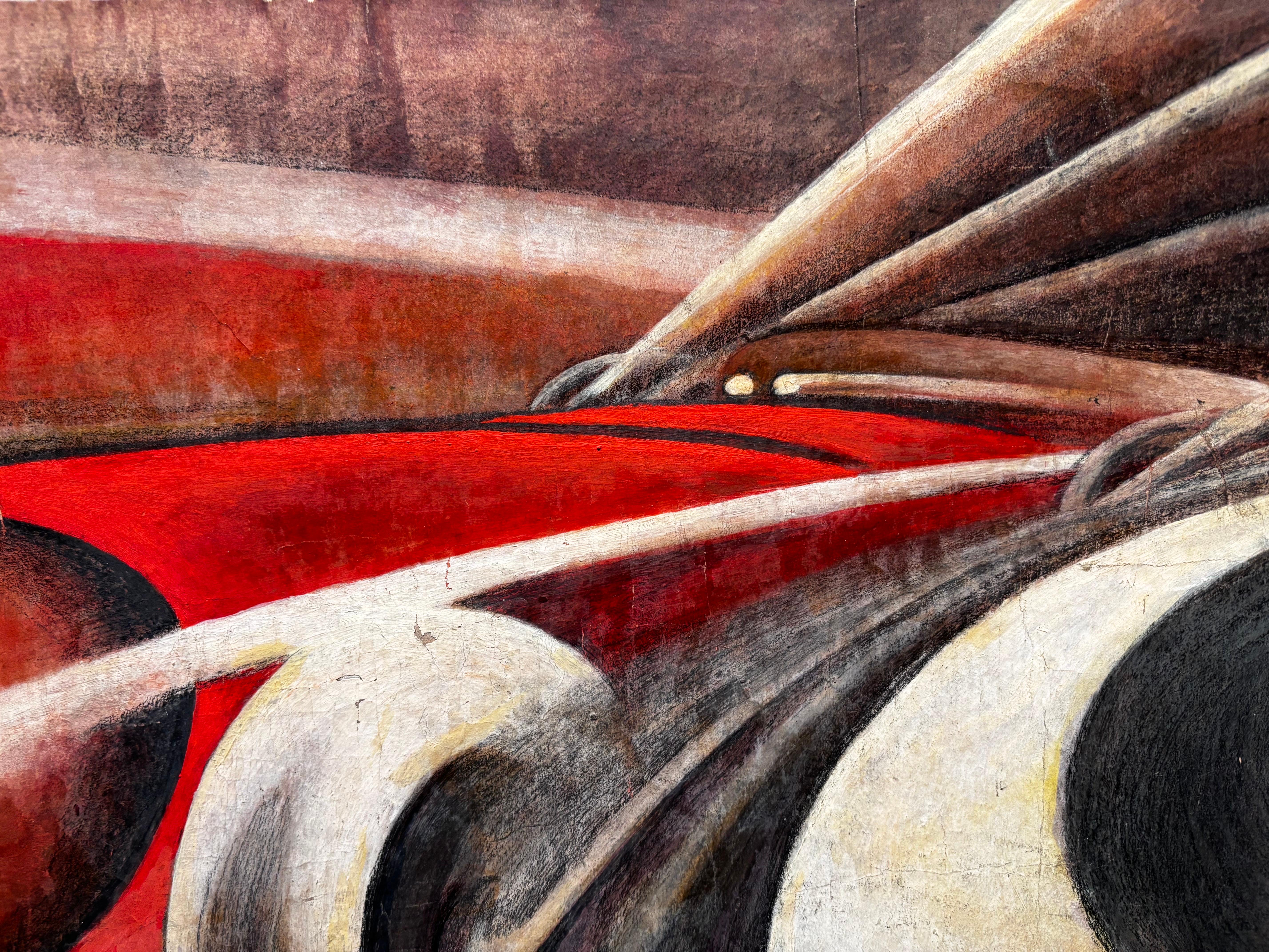 Studio per l'opera - Le forze della curva- auto in corsa cm. 71 x 36 1930 (Futuristisch), Painting, von Tulio Crali
