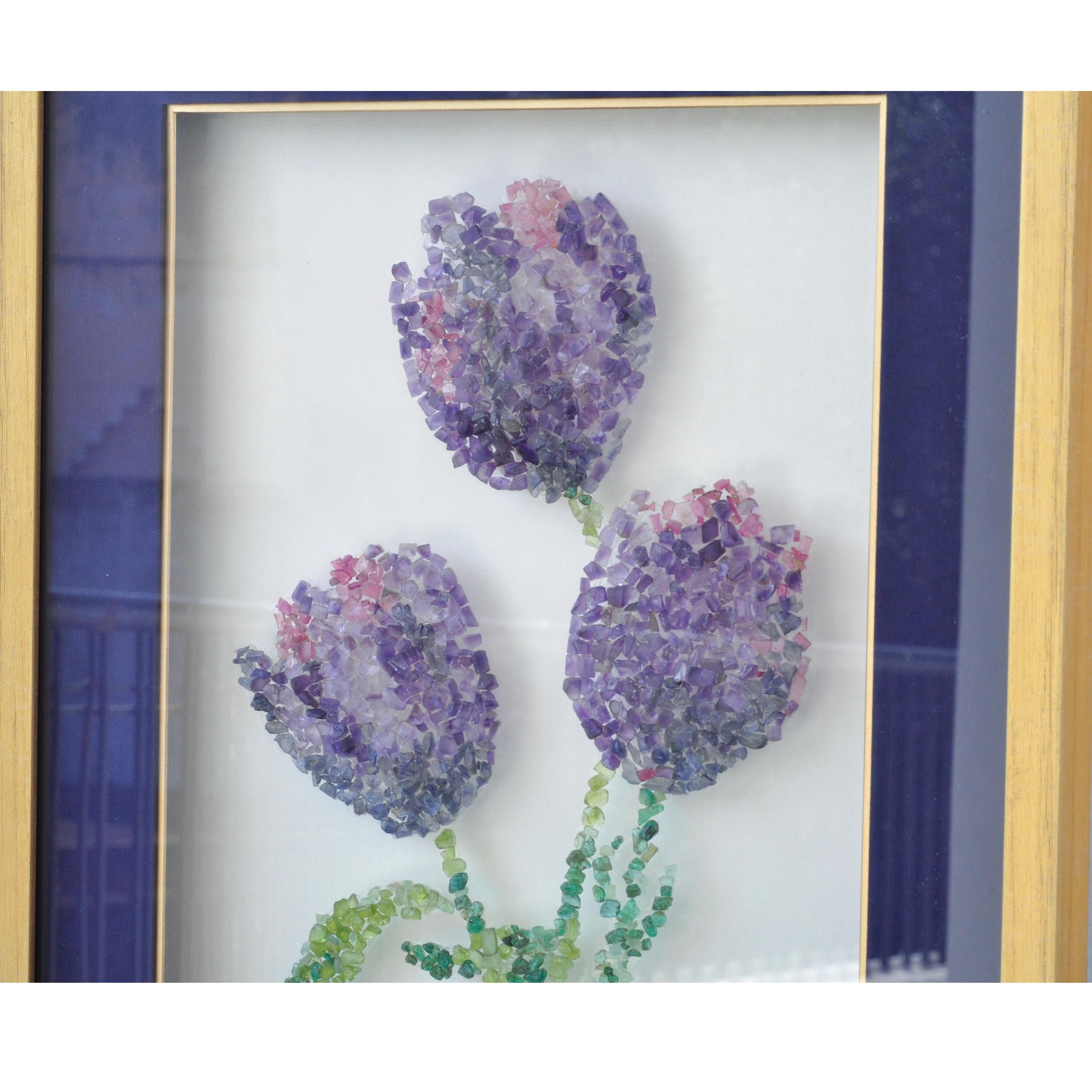 Tulipán Amatista Turmalina Iolita Piedra preciosa Pintura mural en bruto en Nuevo estado para la venta en Jaipur, Rajasthan