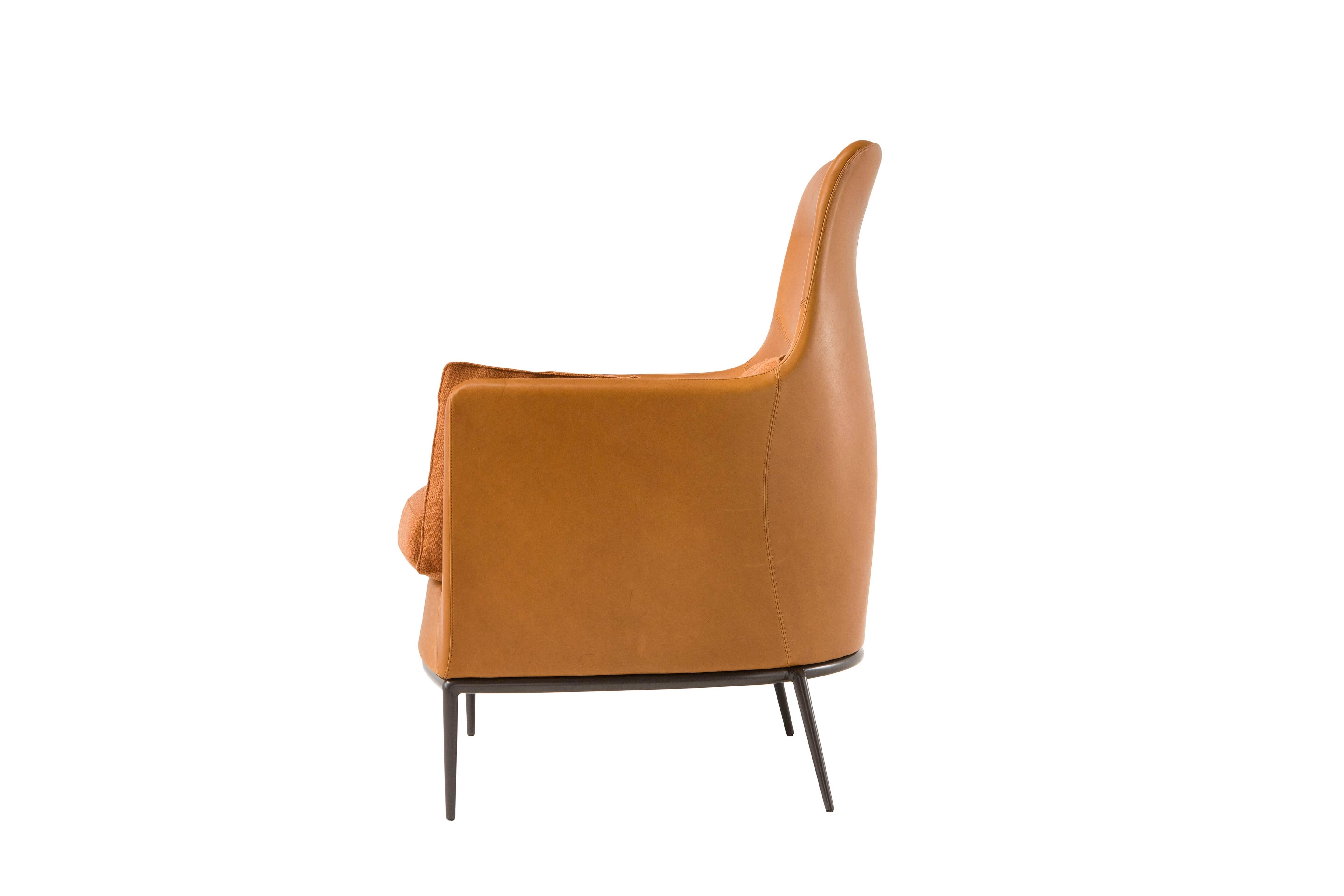 Modern Tulip Armchair in Orange by Luca Scacchetti For Sale