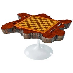 Tulip Base Chess and Backgammon Board Cypress Root Live Edge End Table