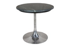 A Tulip Base Chrome and Green Marble Side or Coffee Table, Midcentury.