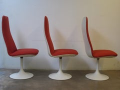 Tulip Base Red Dinning Chairs, 1970s