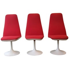 Tulip Base Red Dinning Chairs, 1970s
