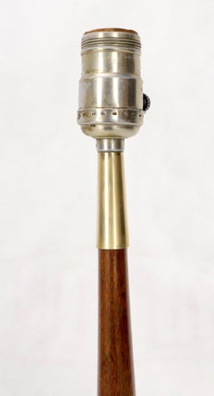 Tulip Base Walnut and Chrome Mid-Century Modern Table Lamp