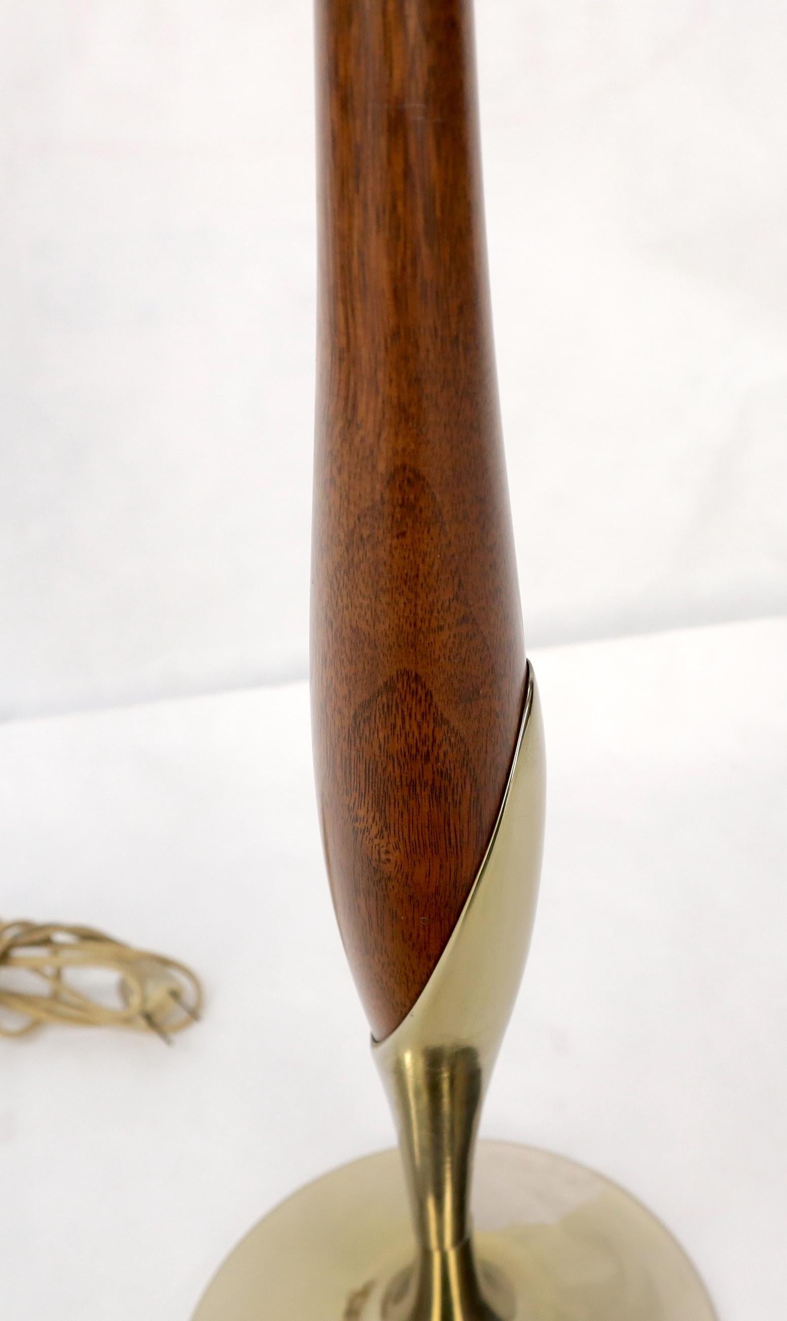 American Tulip Base Walnut and Chrome Mid-Century Modern Table Lamp For Sale