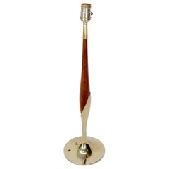 Tulip Base Walnut and Chrome Mid-Century Modern Table Lamp