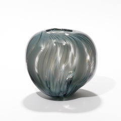 Tulip Bud, Dove / Slate Grey Hand Blown Sculptural Vase by Michèle Oberdieck