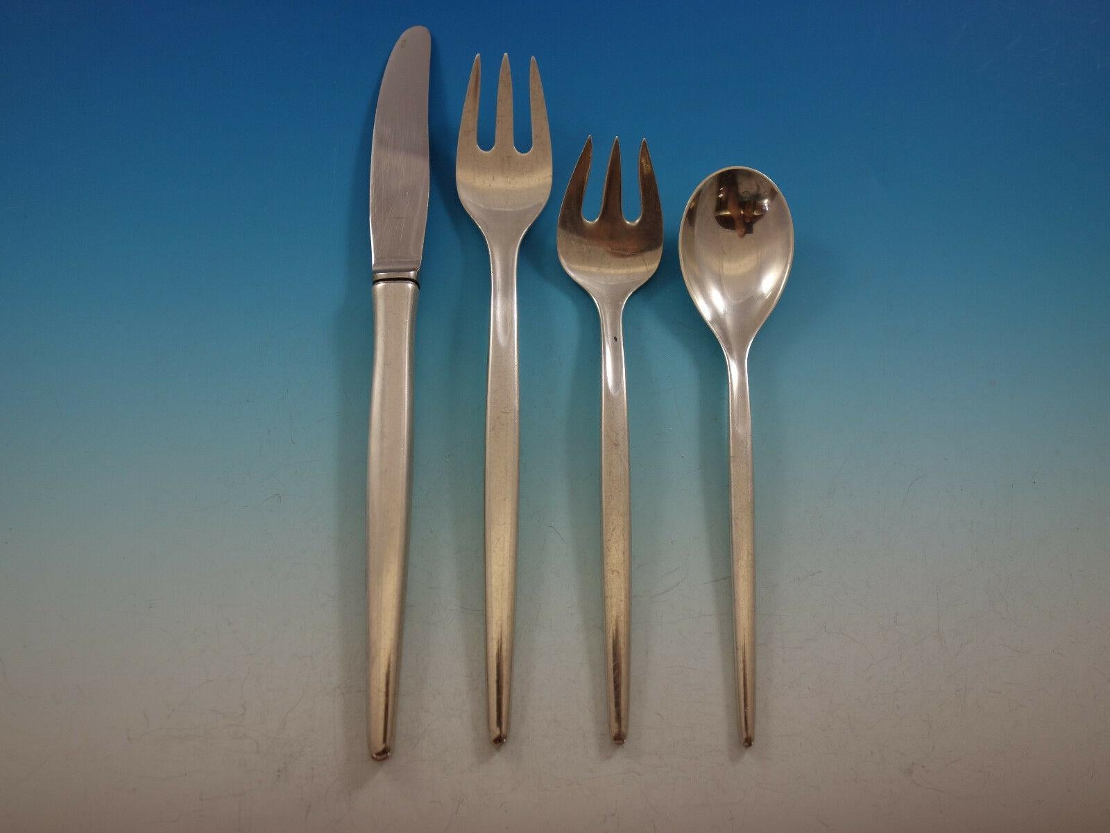 Scandinavian Modern Tulip by Michelsen sterling silver flatware set, 76 pieces. This set includes:

12 knives, 8 1/2