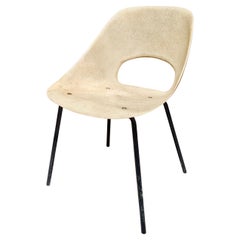 Tulip Chair by Pierre Guariche in Fibreglass and Black Lacquered Metal