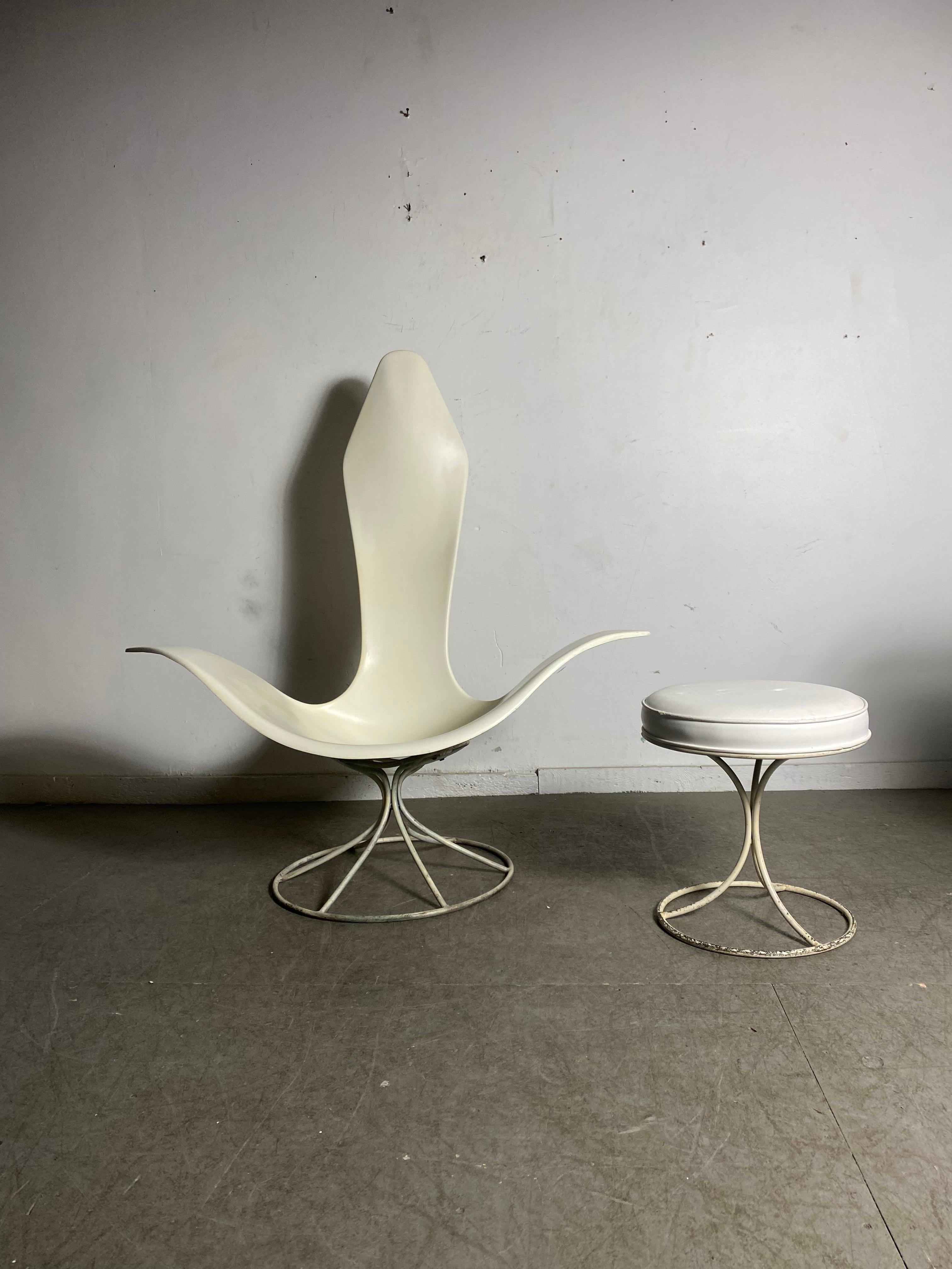 Mid-Century Modern Tulip Chair & Ottoman by Erwine and Estelle Laverne for Laverne International For Sale