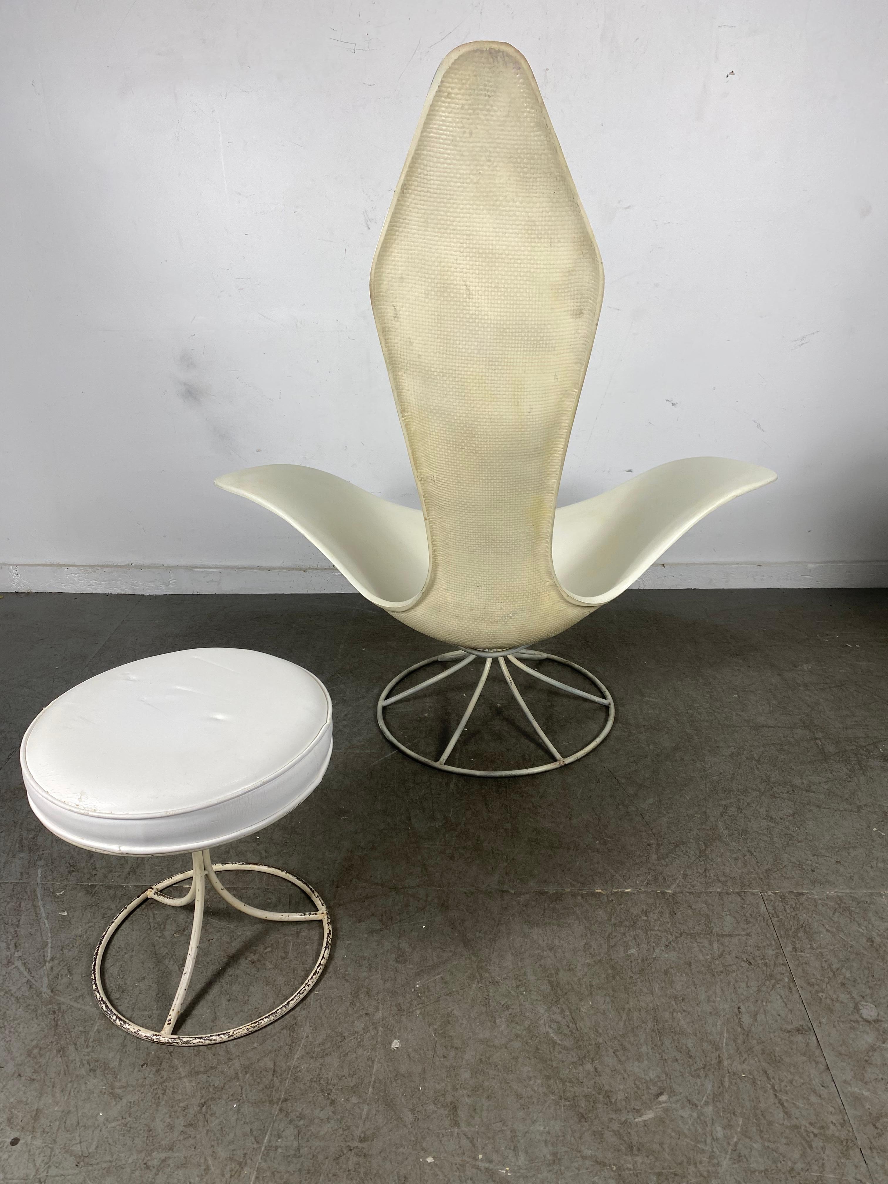 American Tulip Chair & Ottoman by Erwine and Estelle Laverne for Laverne International For Sale
