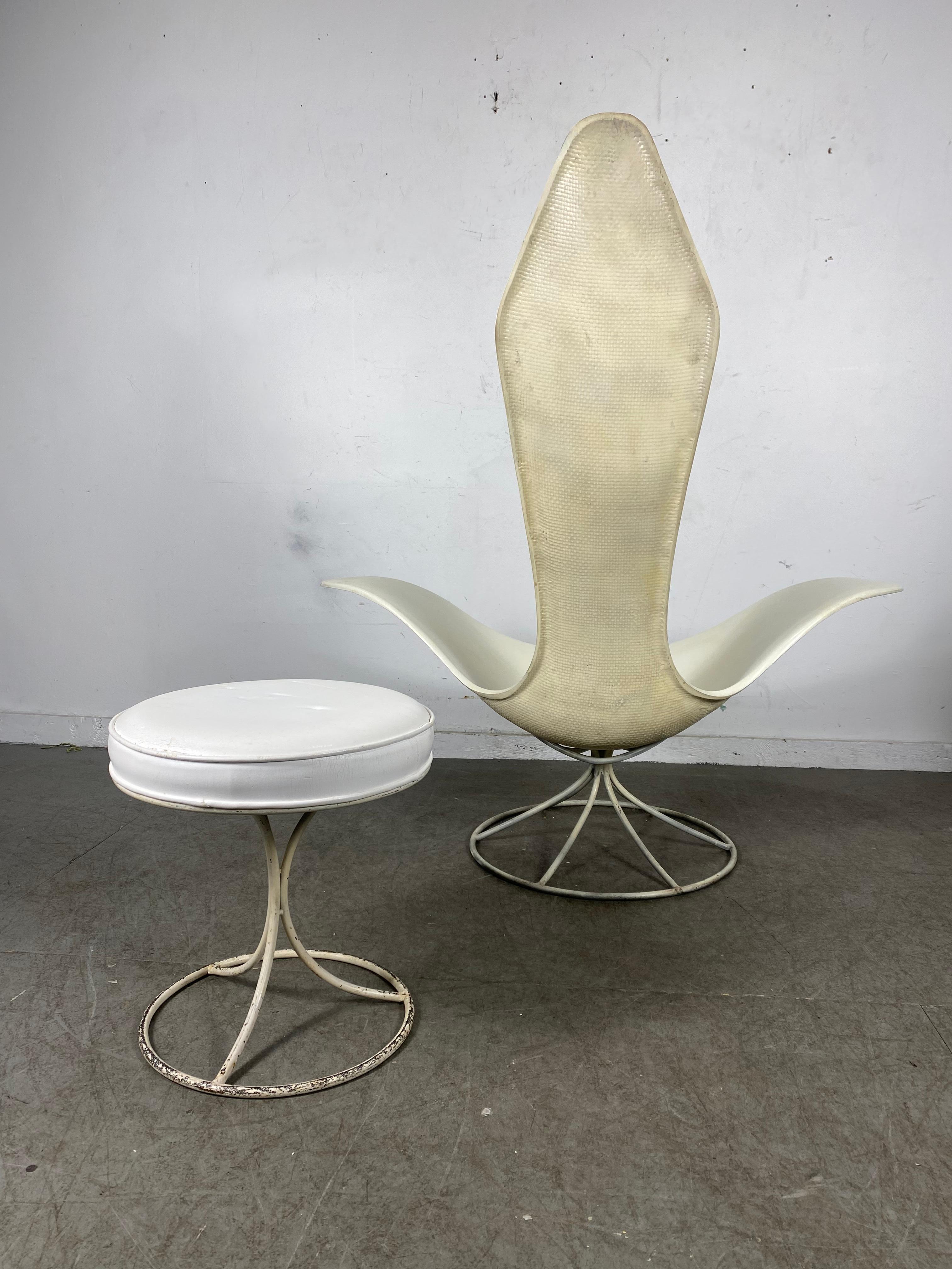 Tulip Chair & Ottoman by Erwine and Estelle Laverne for Laverne International For Sale 1