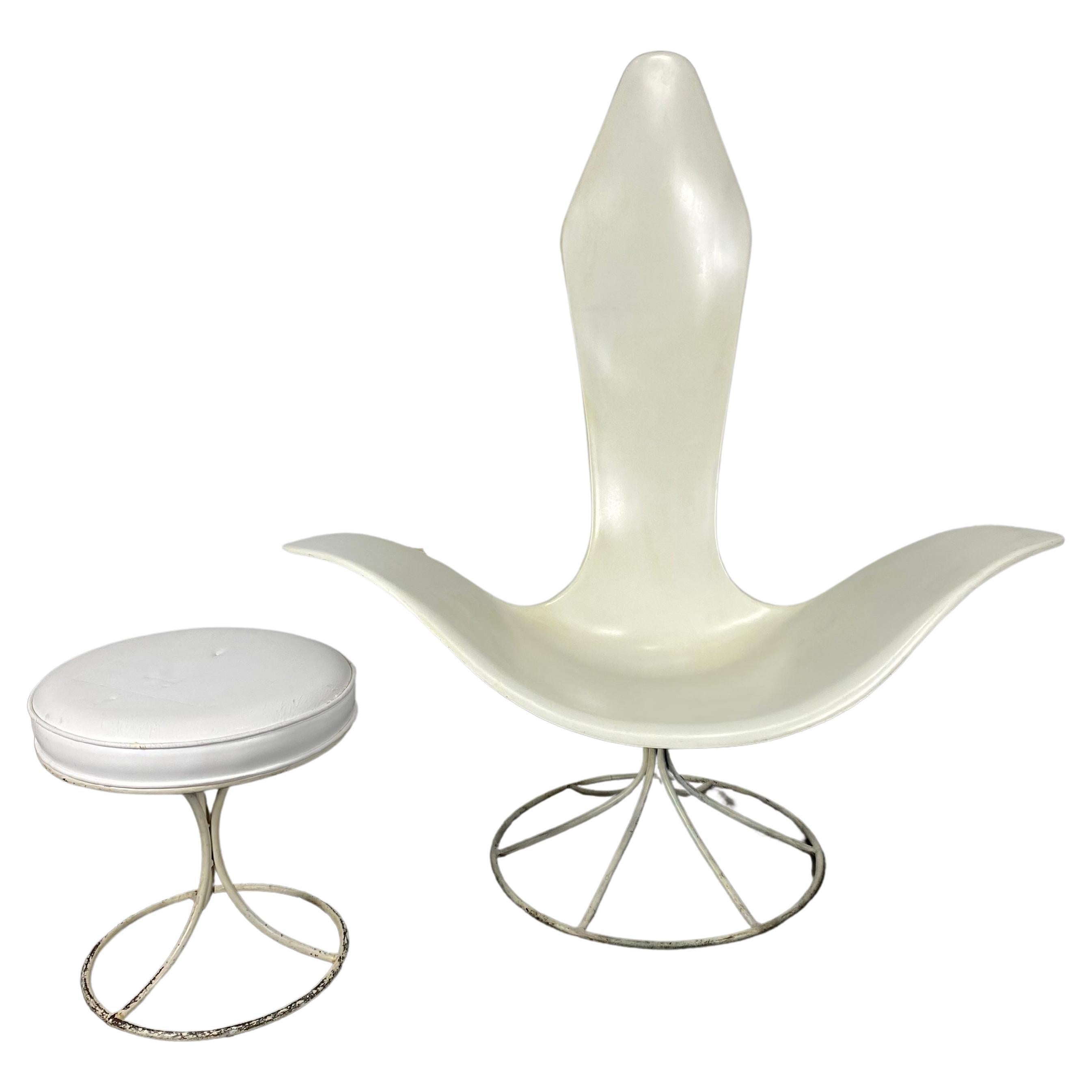 Tulip Chair & Ottoman by Erwine and Estelle Laverne for Laverne International For Sale