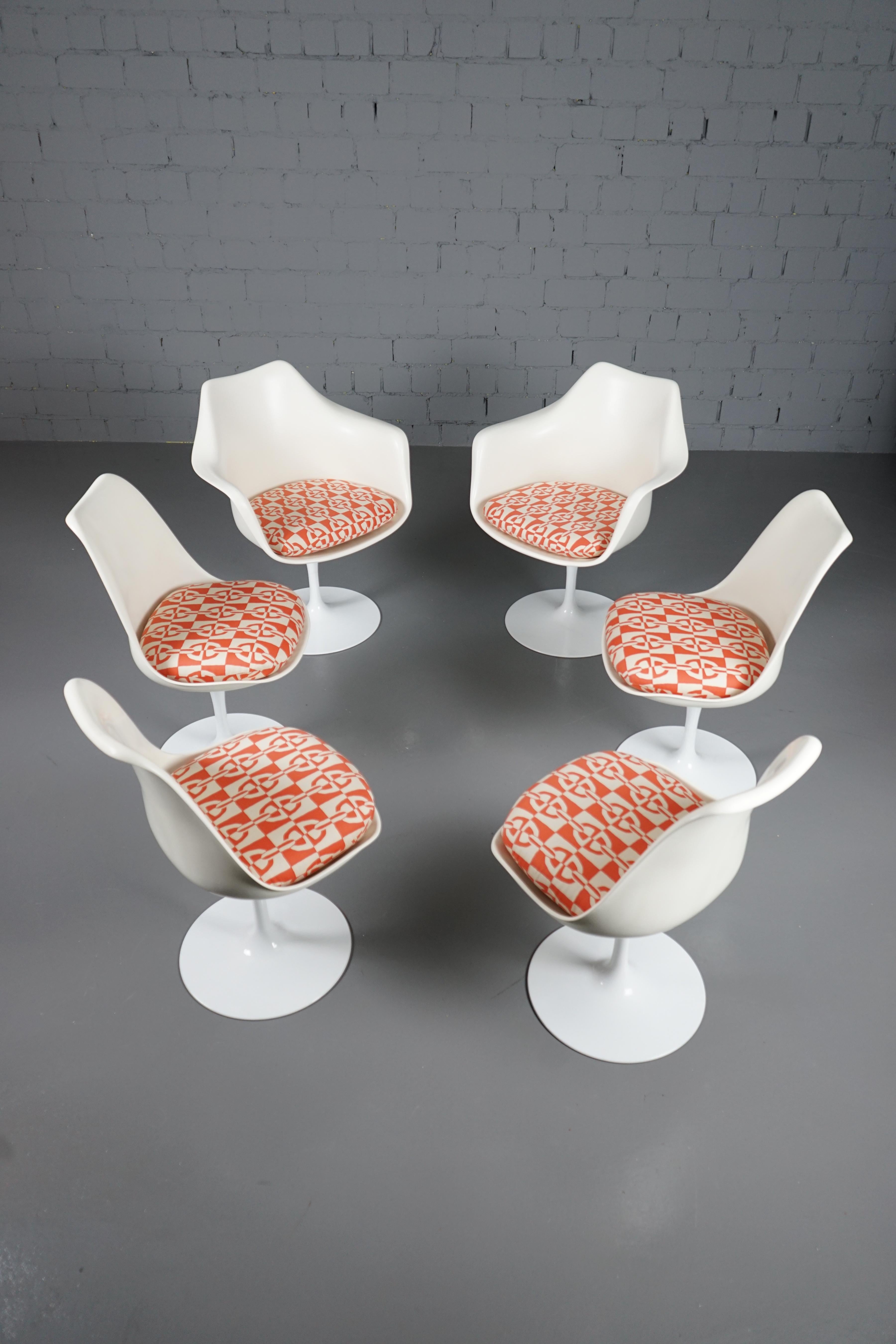 Unknown Tulip Chairs and Armchairs in Hermès Upholstery by Eero Saarinen for Knoll Int