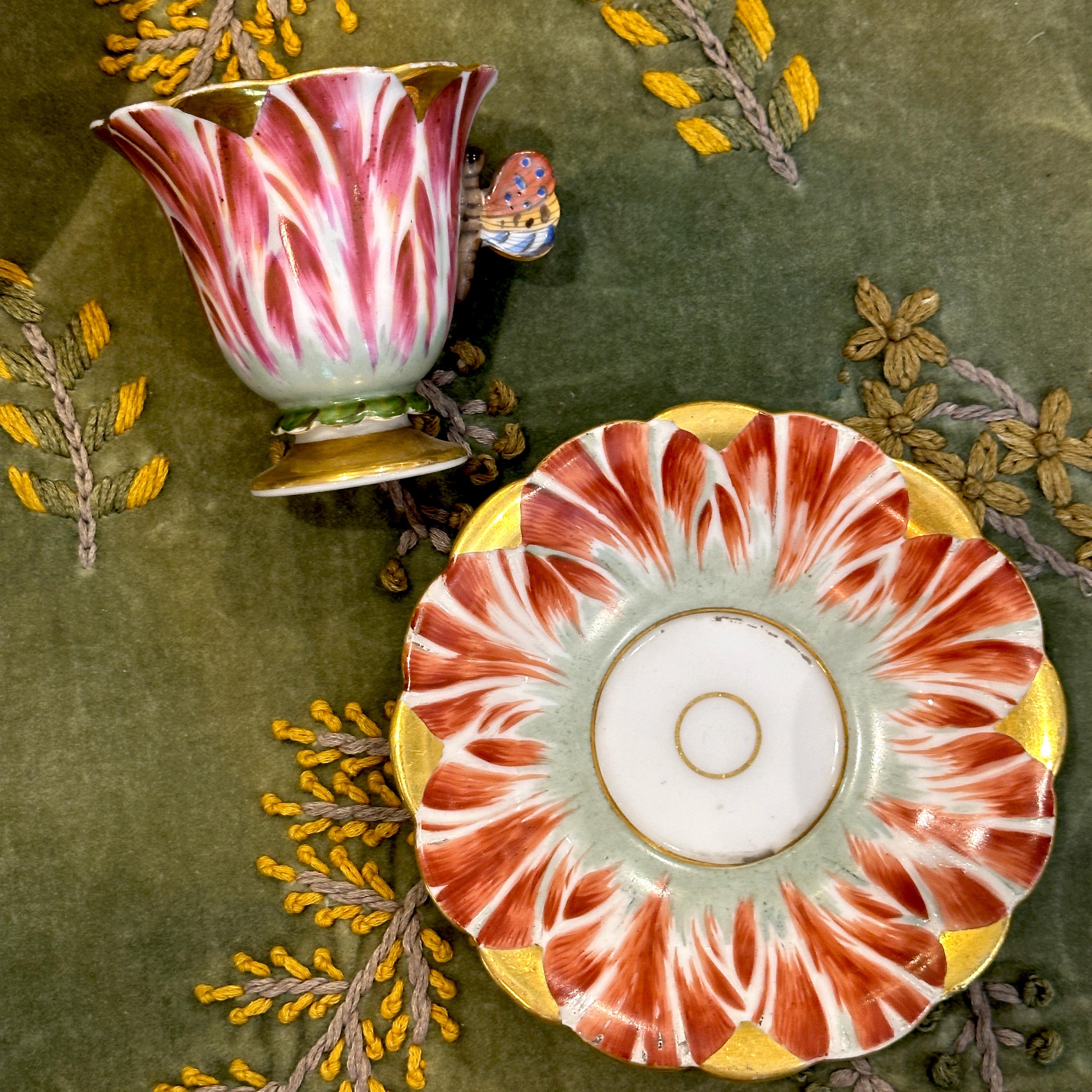 Taza de café Tulipán de porcelana París dorada de Flamen-Fleury 2
