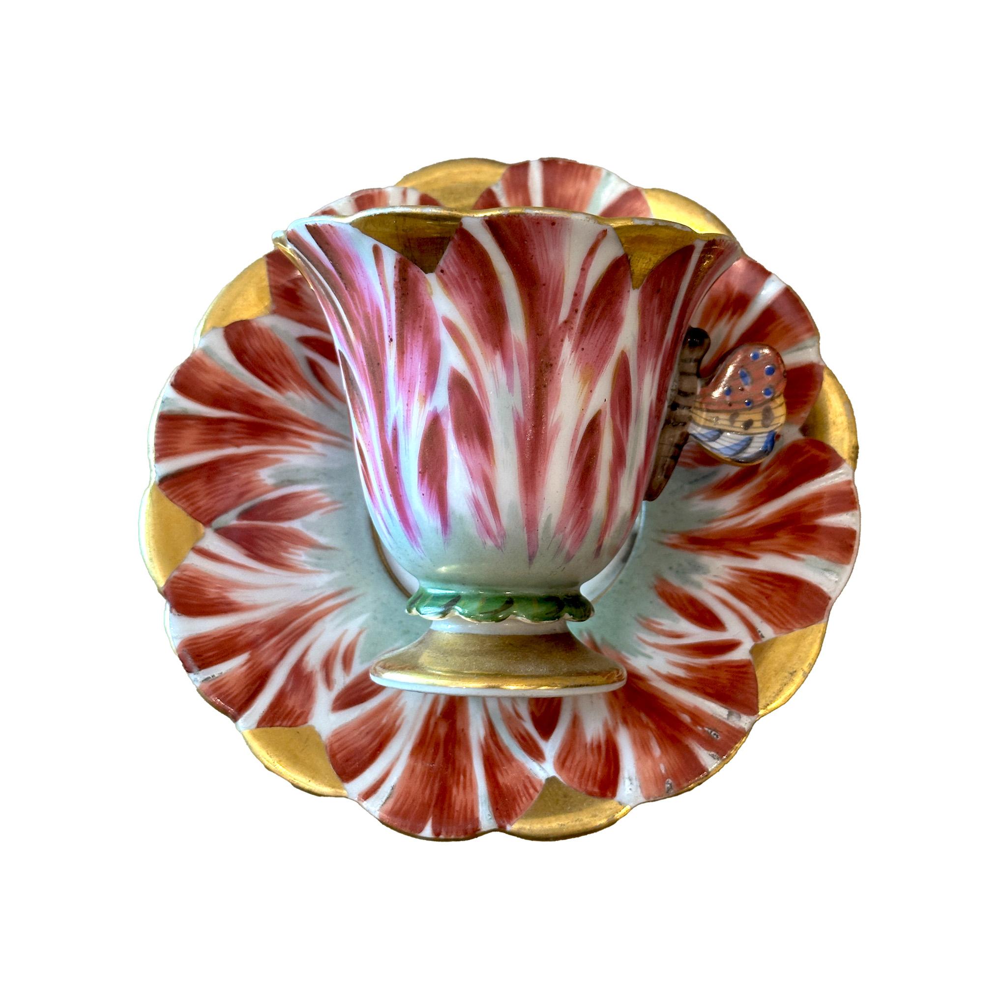 Taza de café Tulipán de porcelana París dorada de Flamen-Fleury en Bueno Estado en Paris, FR