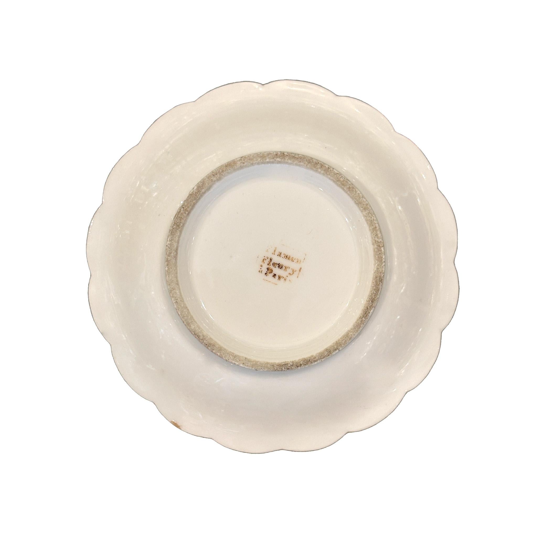 Taza de café Tulipán de porcelana París dorada de Flamen-Fleury siglo XIX