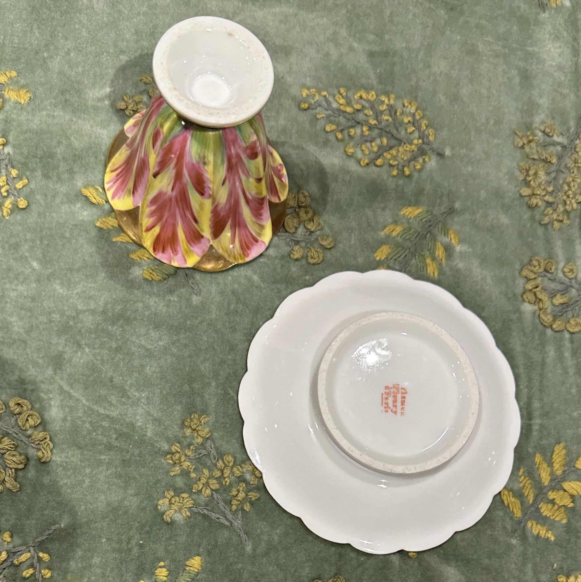 Taza de café Tulipán de porcelana París dorada de Flamen-Fleury en Bueno estado para la venta en Paris, FR