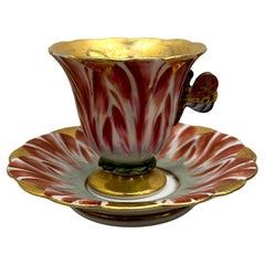 Taza de café Tulipán de porcelana París dorada de Flamen-Fleury