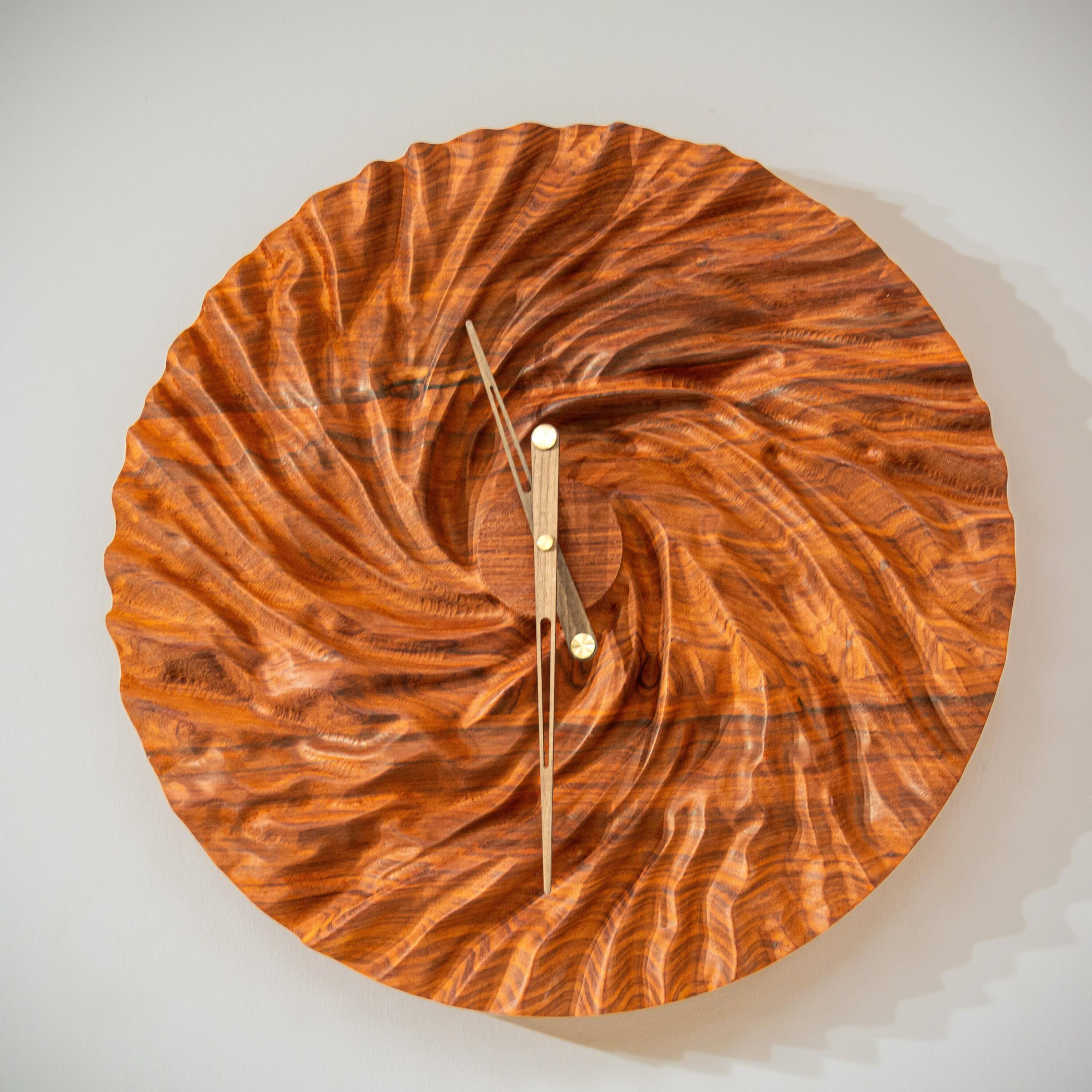 Contemporary Tulip Design Wooden Wall Clock For Sale