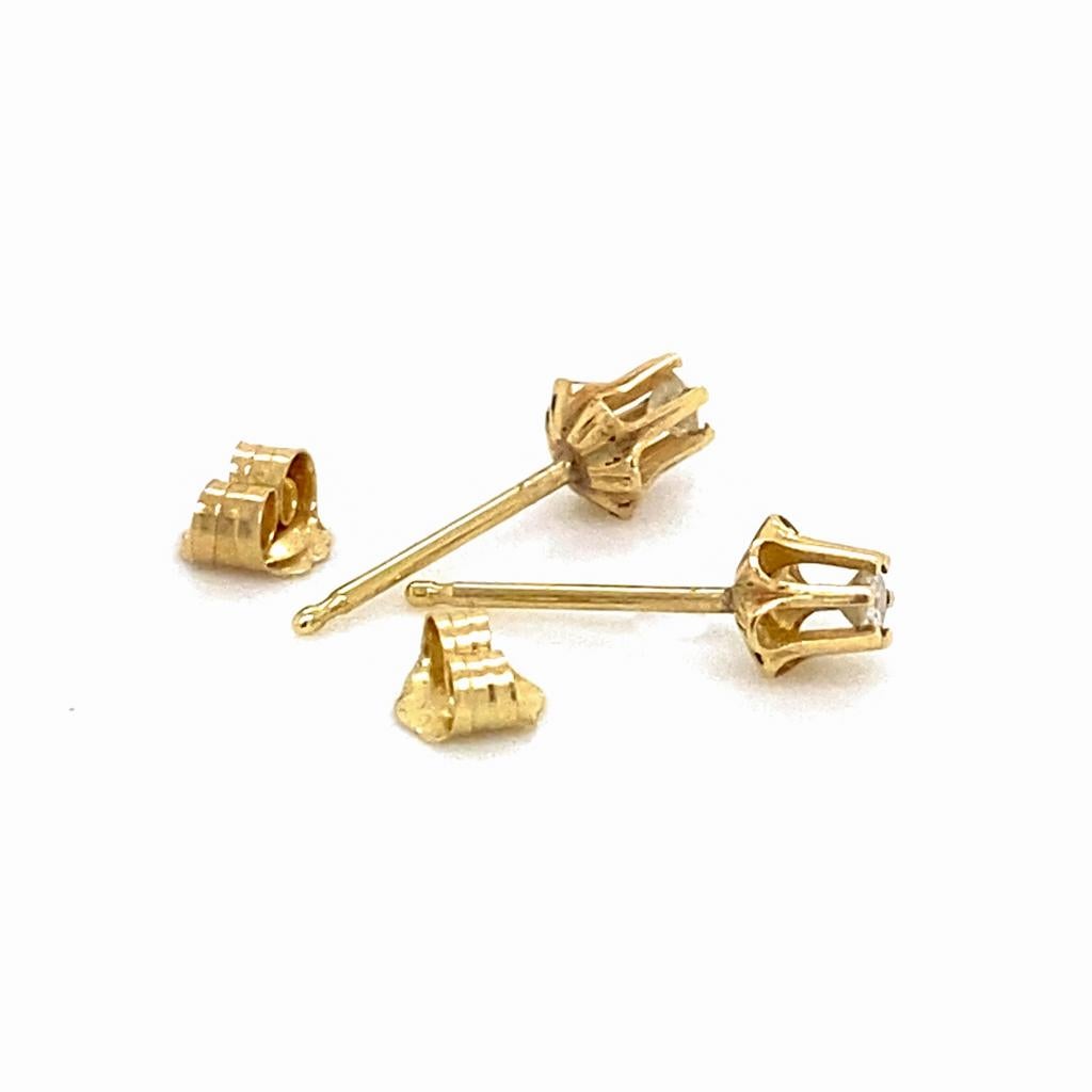 Tulpe Diamant Solitär Ohrstecker 0,05 Karat 14K Gold Floral Flower Design im Zustand „Neu“ im Angebot in Austin, TX