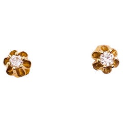 Tulpe Diamant Solitär Ohrstecker 0,05 Karat 14K Gold Floral Flower Design