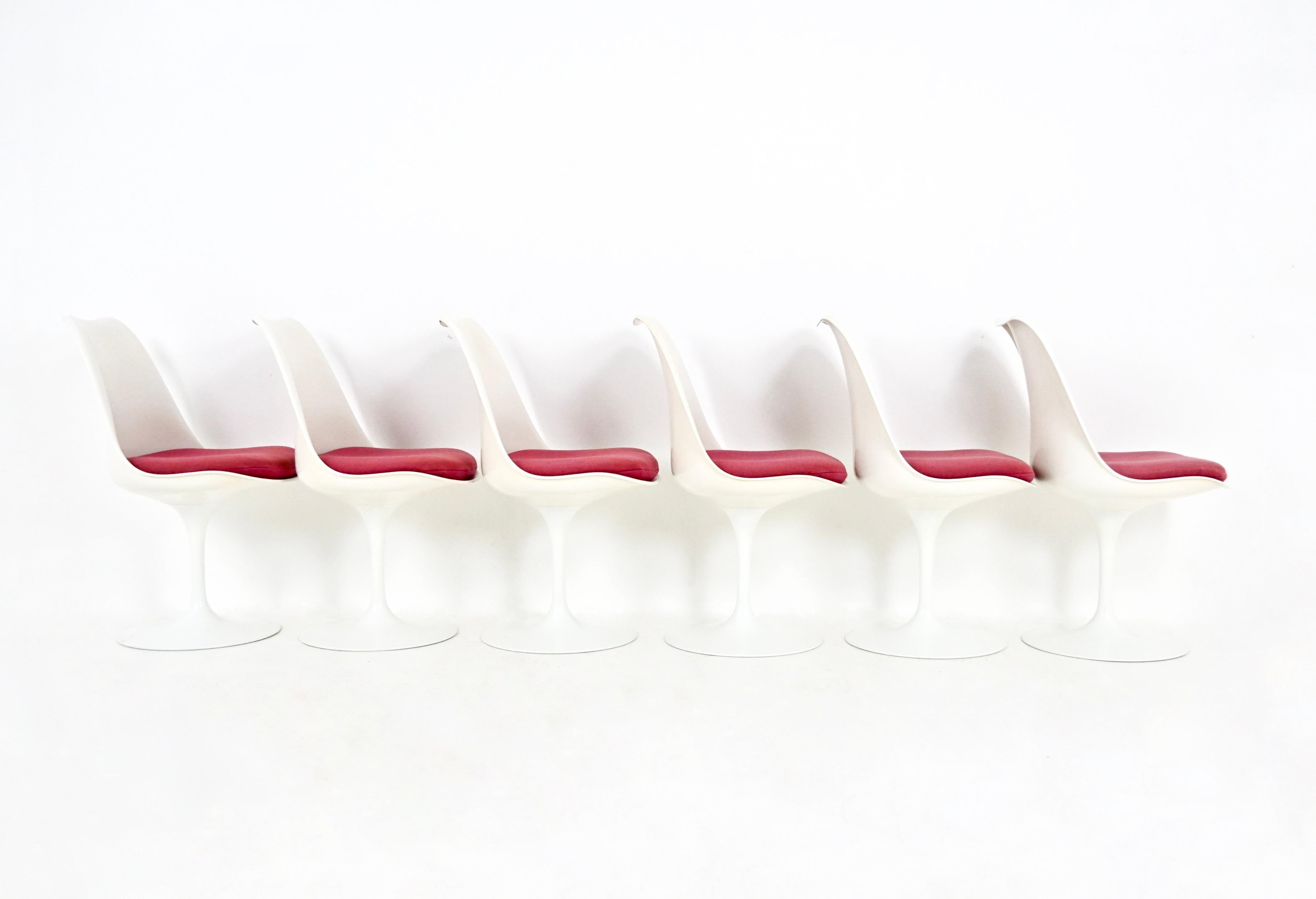 Alluminio Sedie da pranzo Tulip di Eero Saarinen per Knoll International, anni '70, set da 6 in vendita