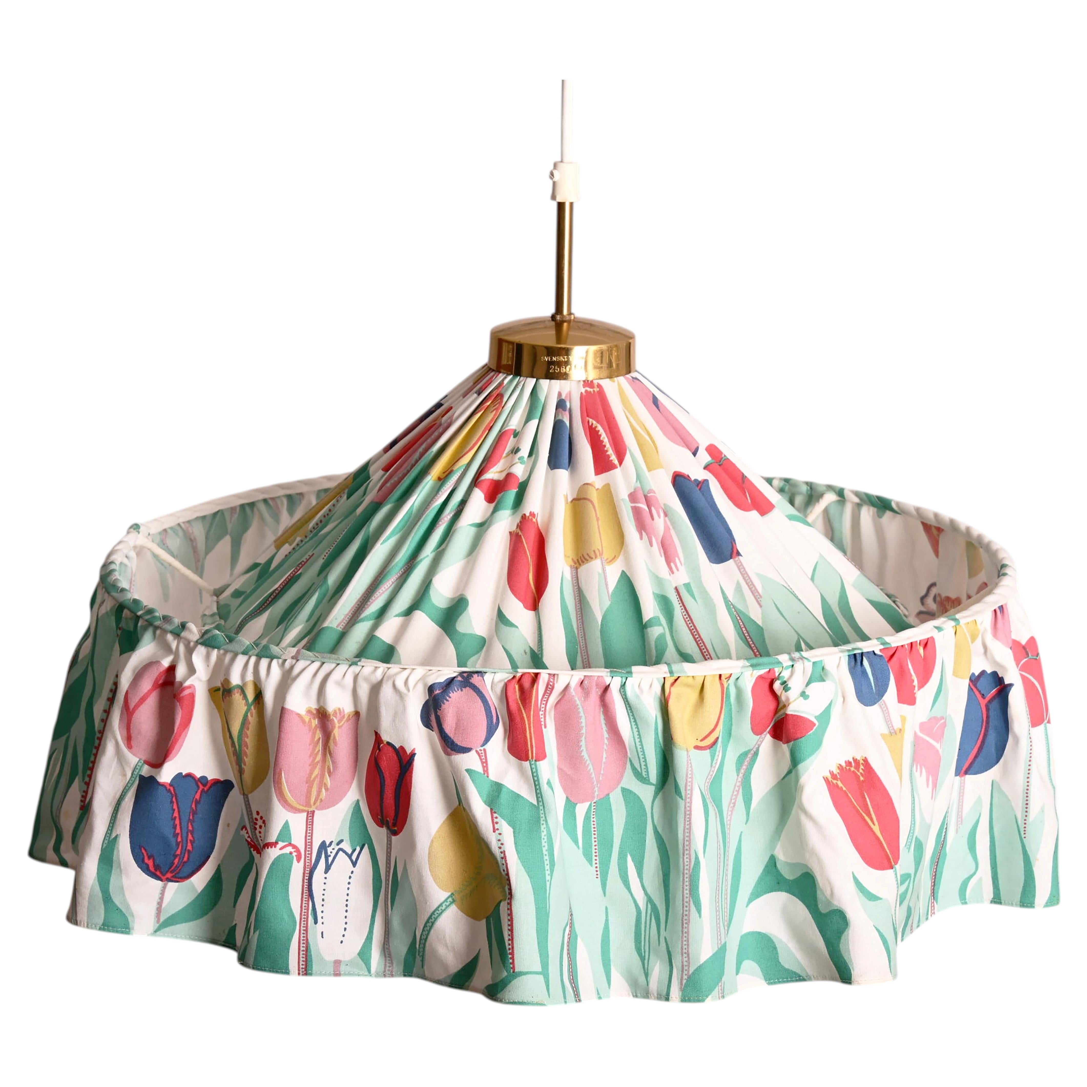 Tulip Fabric Pendant Lamp Desiged By Josef Frank For, Svenskt Tenn For Sale