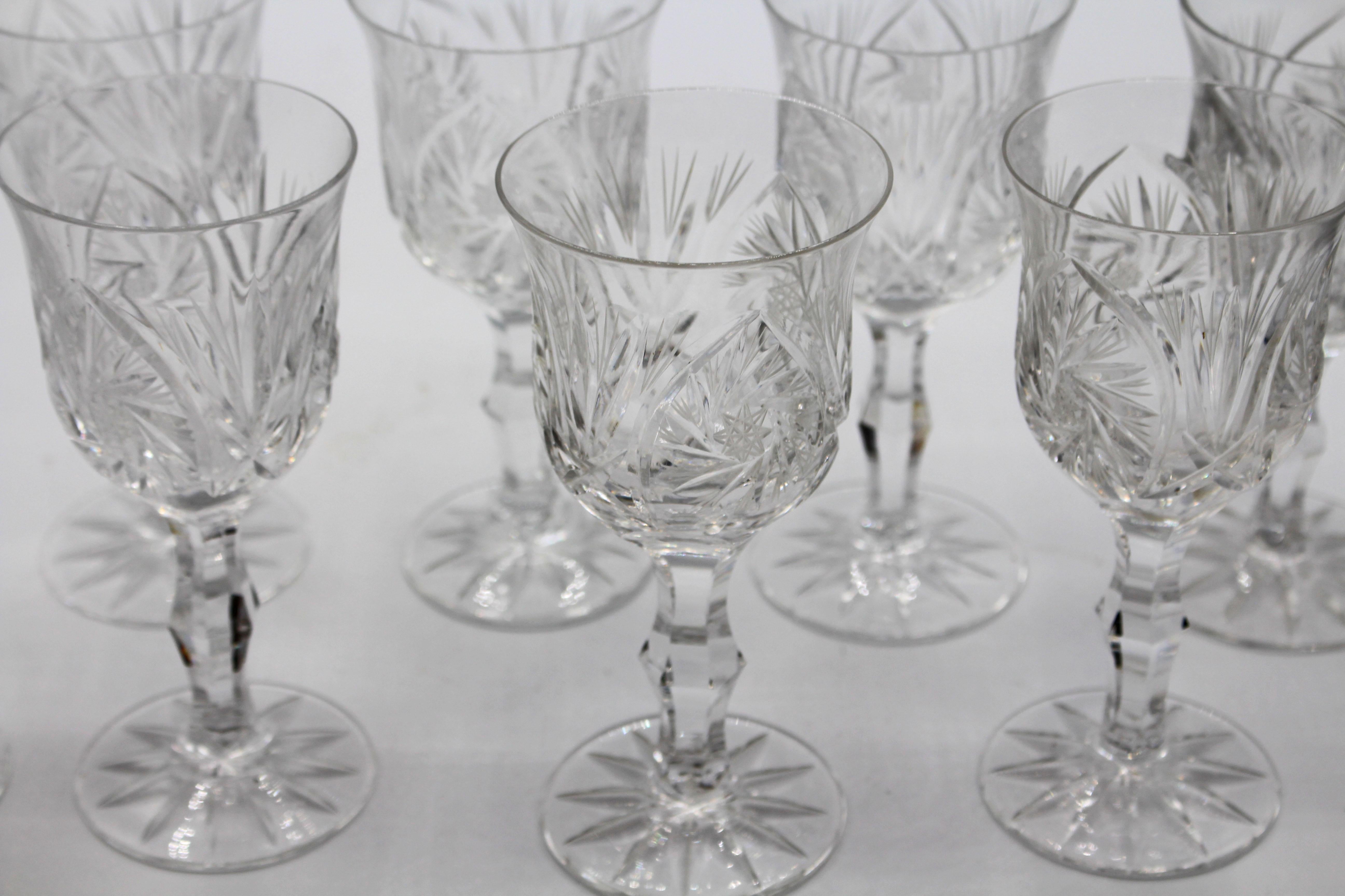American Tulip-form Handblown Wine Glasses, Set of Eight
