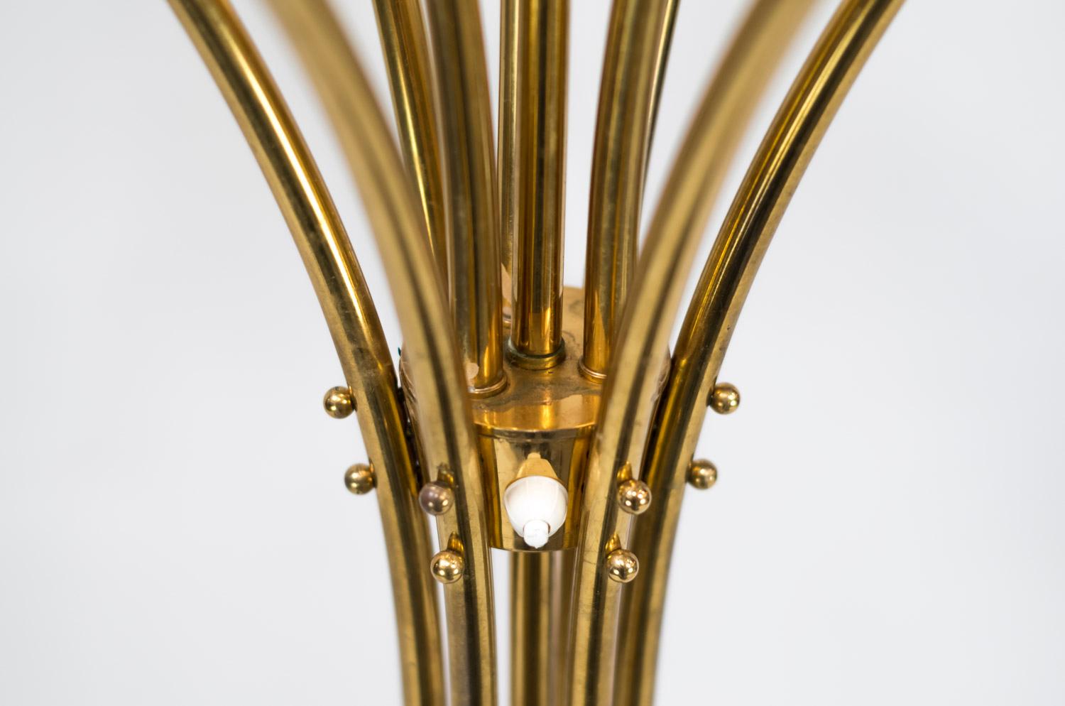 Post-Modern Tulip Gilt Brass Floor Lamp, circa 1960