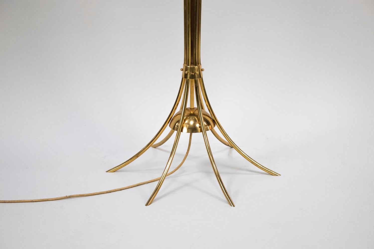 Tulip Gilt Brass Floor Lamp, circa 1960 In Good Condition In Saint-Ouen, FR