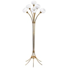 Tulip Gilt Brass Floor Lamp, circa 1960