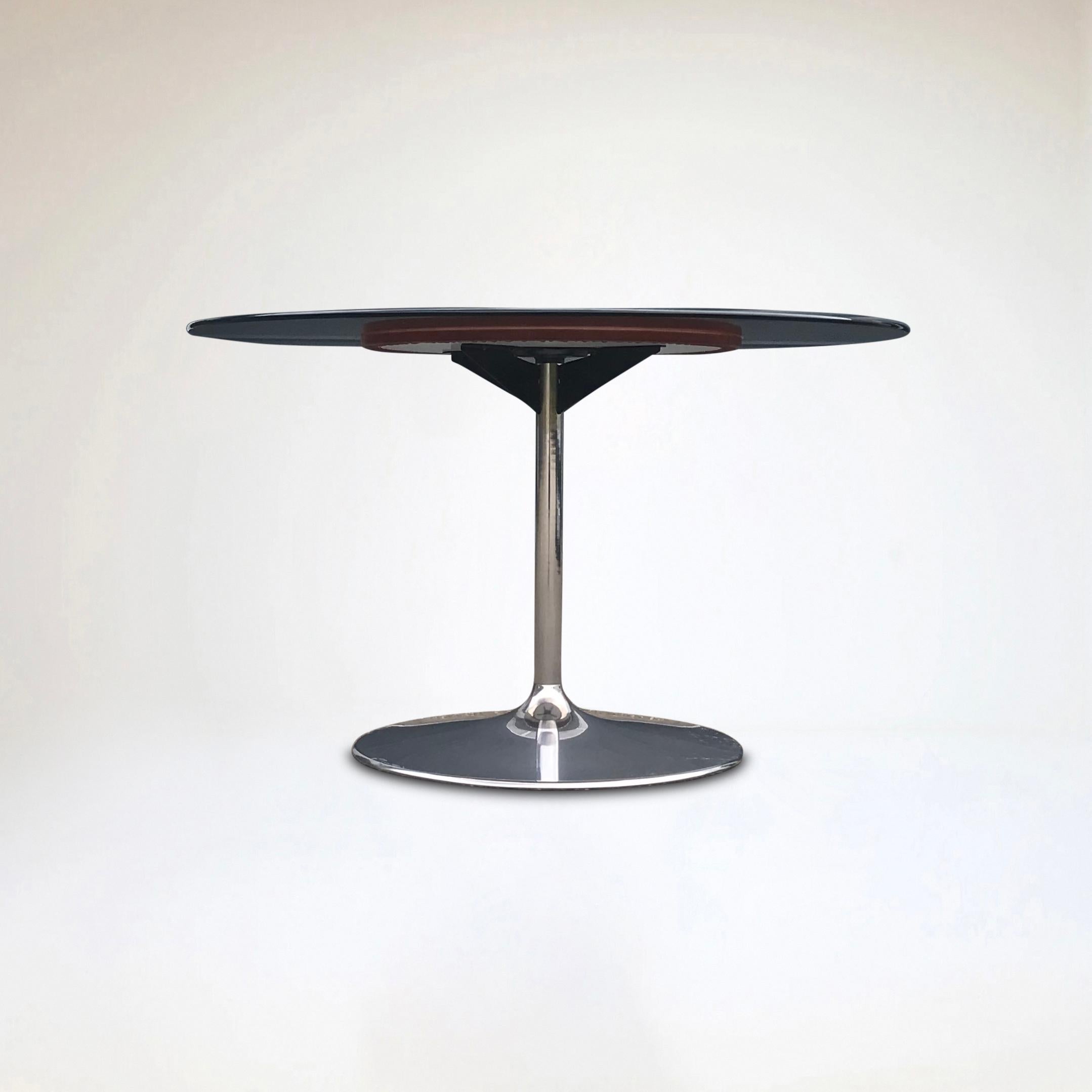 American Tulip glass and metal space age dining table by Chromcraft USA 1970s For Sale