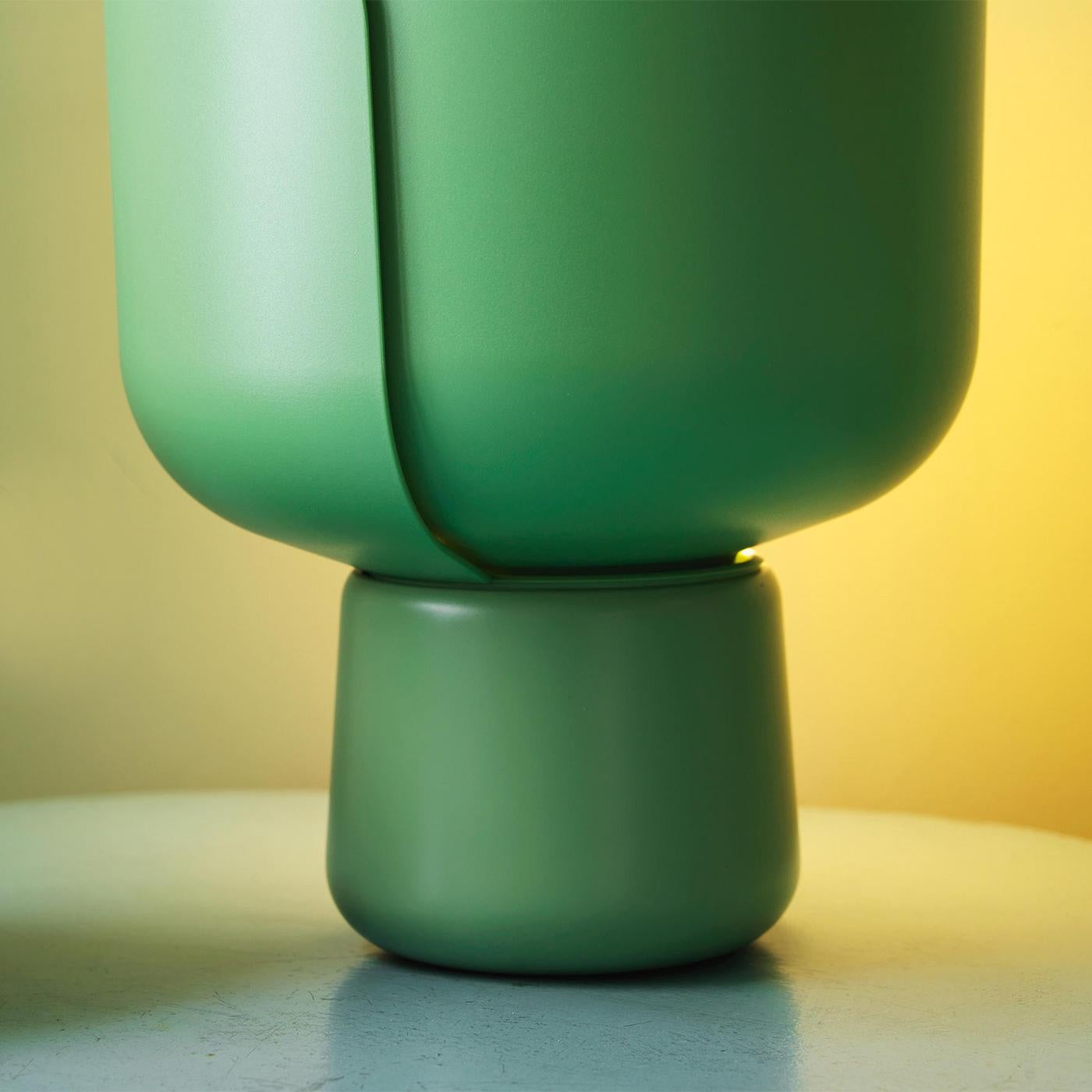 Powder-Coated Tulip Green Table Lamp For Sale