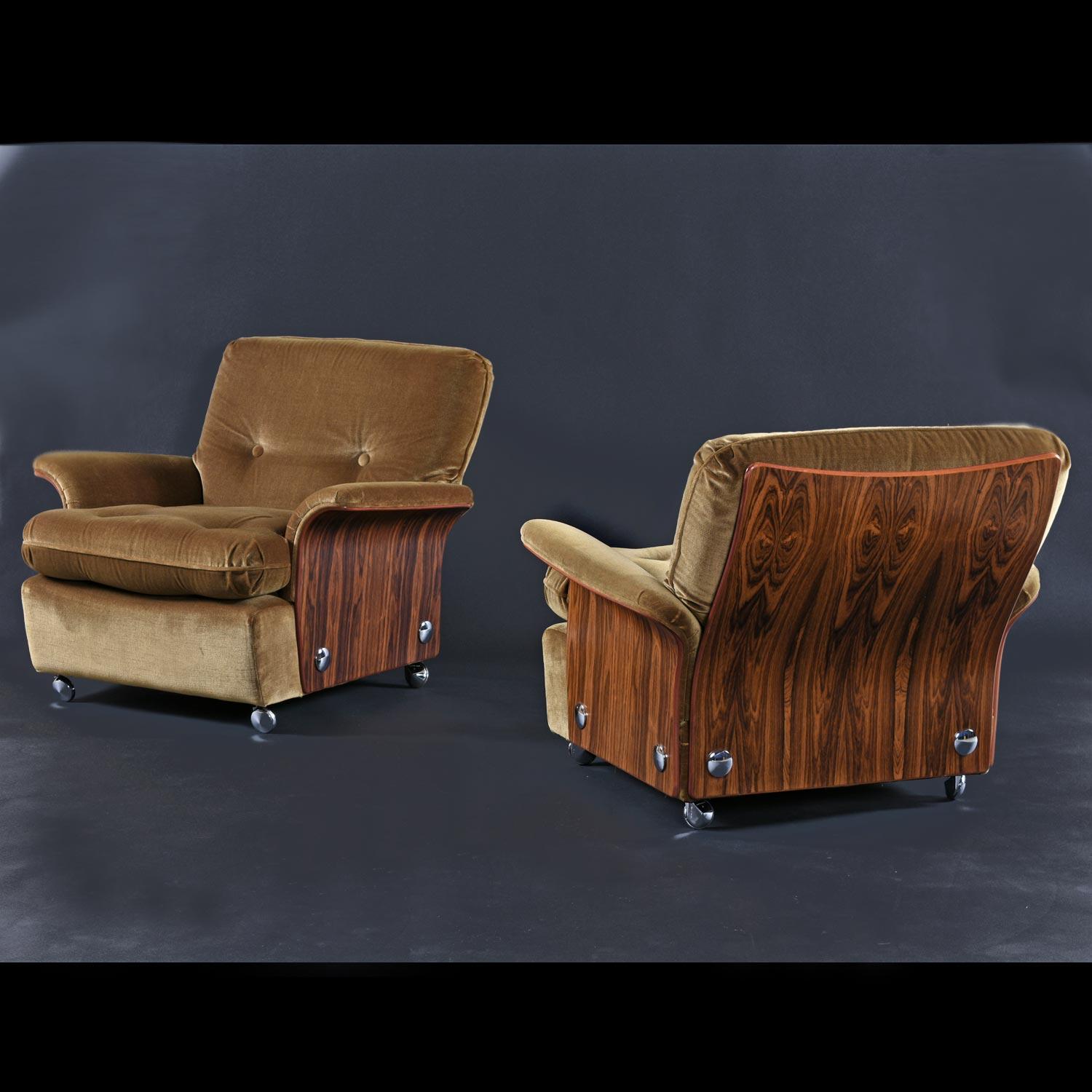Velvet Tulip Group Lounge Chairs in Rosewood by K M Wilkins for G-Plan of England For Sale