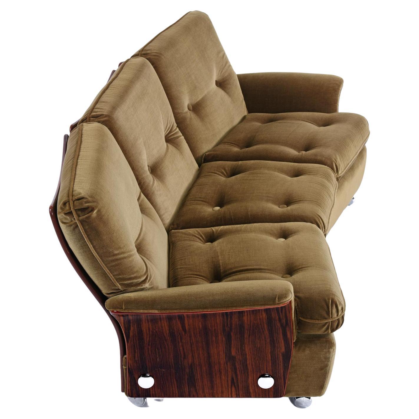 Matching pair of lounge chairs also available and sold separately (see last pic). 

This incredible sofa was purchased new in Glasgow, Scotland in 1970. We acquired from the original owners who kept it in pristine condition. Designed by K.M. Wilkins