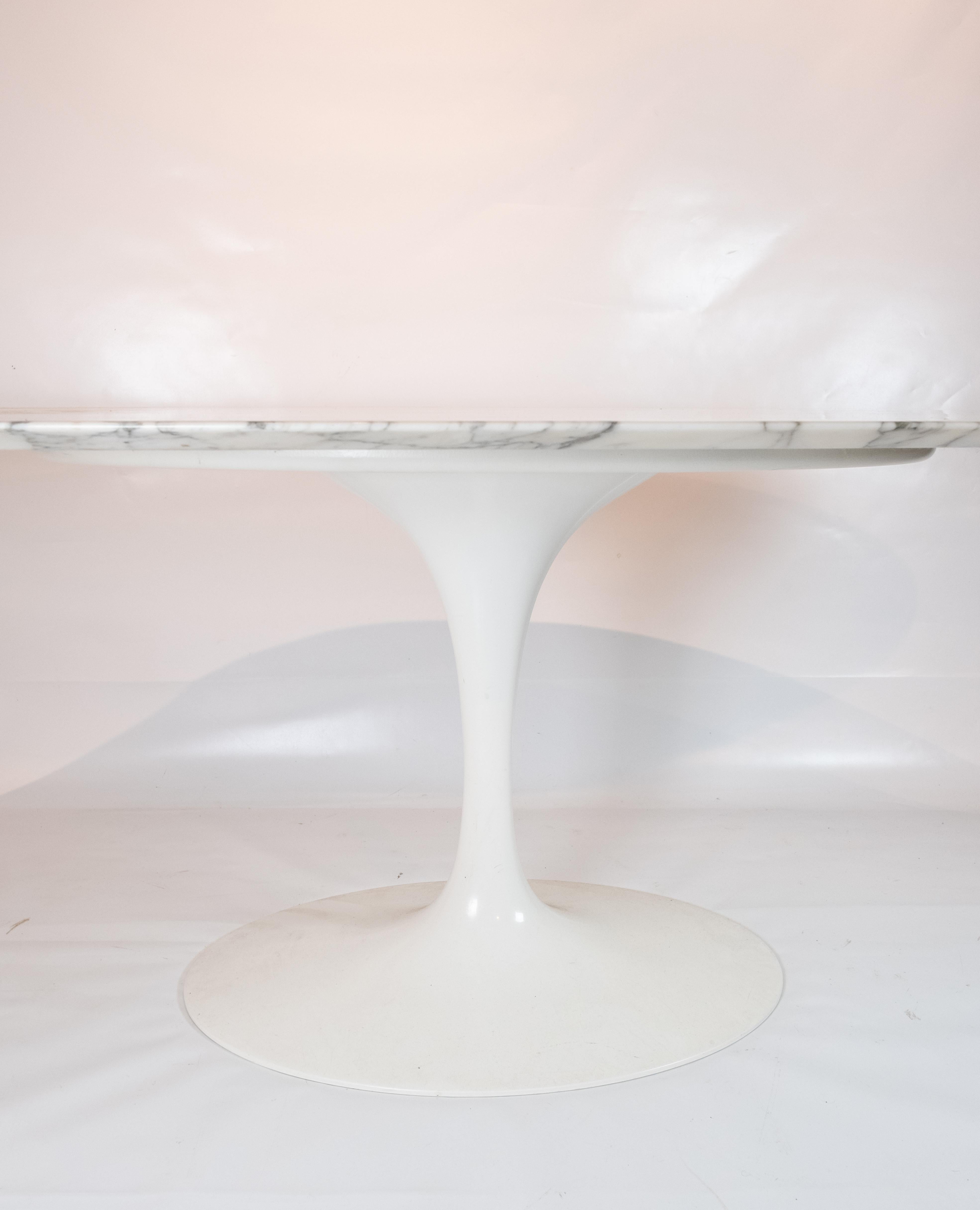 Italian Tulip Oval Dining Table with Marble Top Designed by Eero Saarinen in 1957