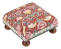 Tulip & Rose Red Tapestry Footstool