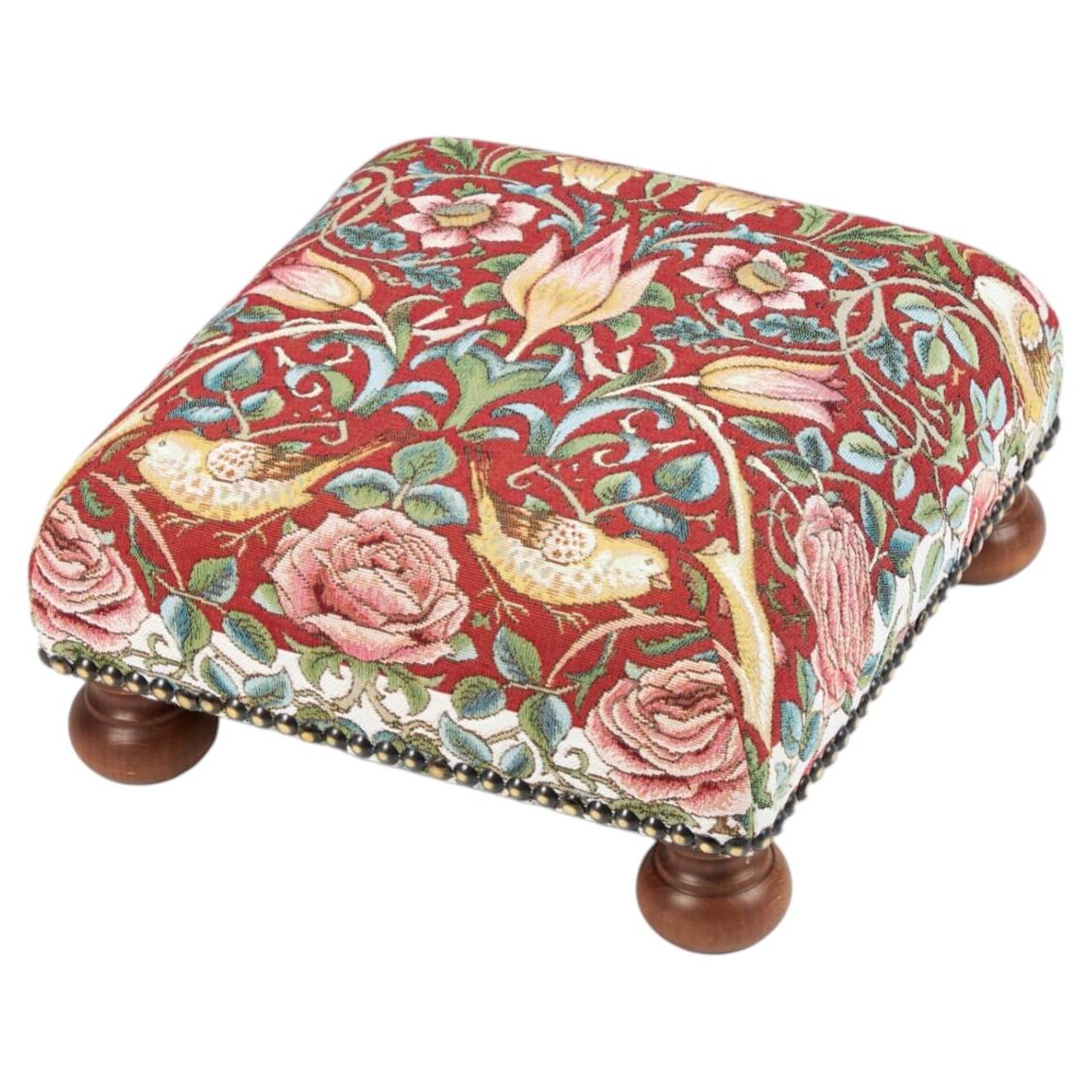 Tulip & Rose Red Tapestry Footstool