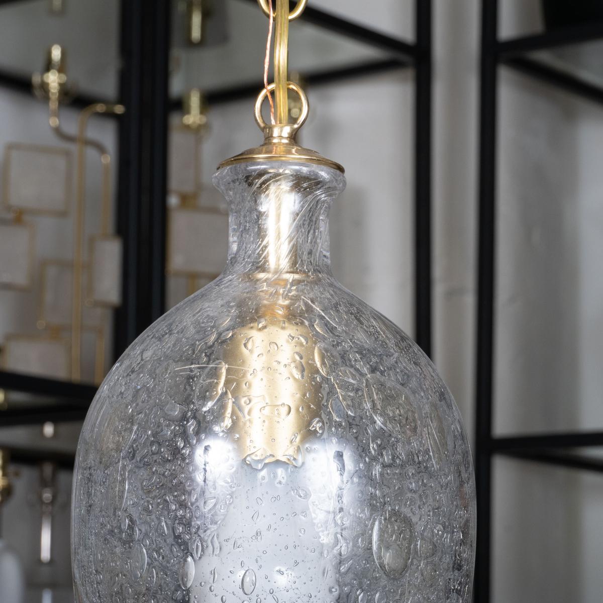 Mid-20th Century Tulip-shaped bubble glass pendant For Sale
