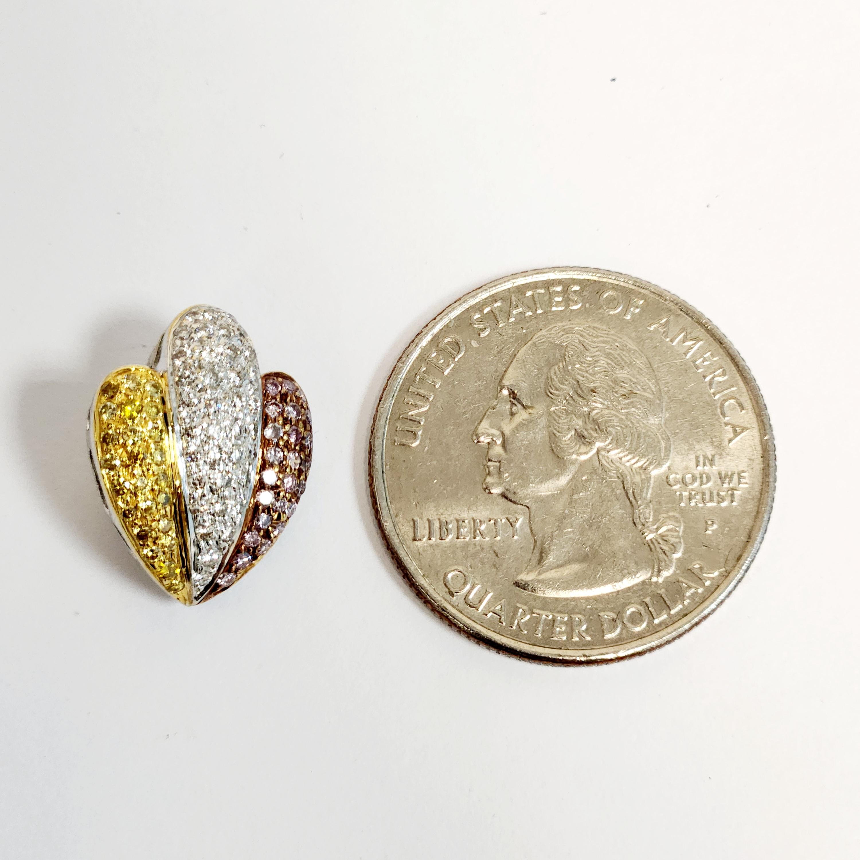 Art Deco Tulip Shaped Fancy Diamond Pendent For Sale