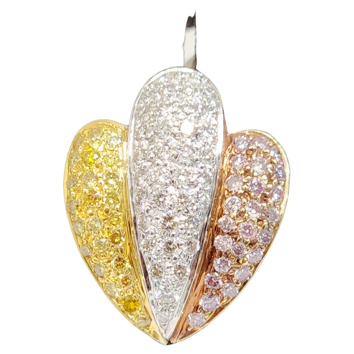 Tulip Shaped Fancy Diamond Pendent For Sale