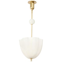 Tulip Shaped Frosted Opaline Glass Pendant