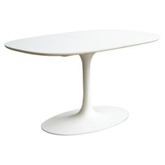 Retro Tulip Style Dining Table White Laminate 57" racetrack oval top
