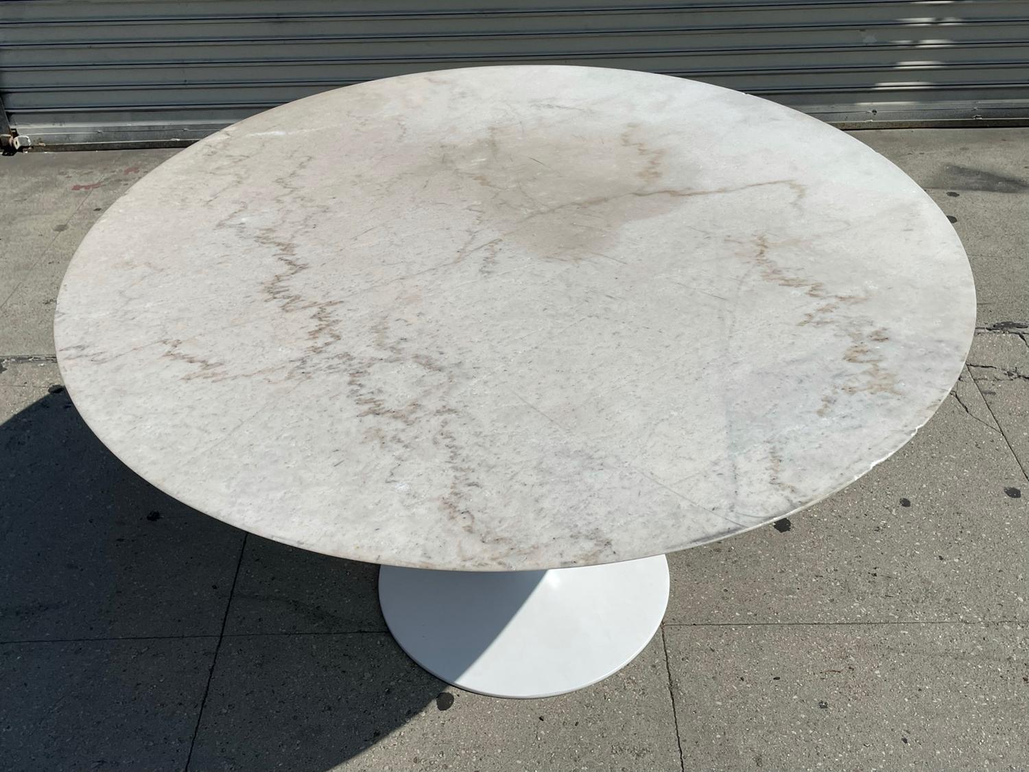 Late 20th Century Tulip Style Round Table with Granite Top