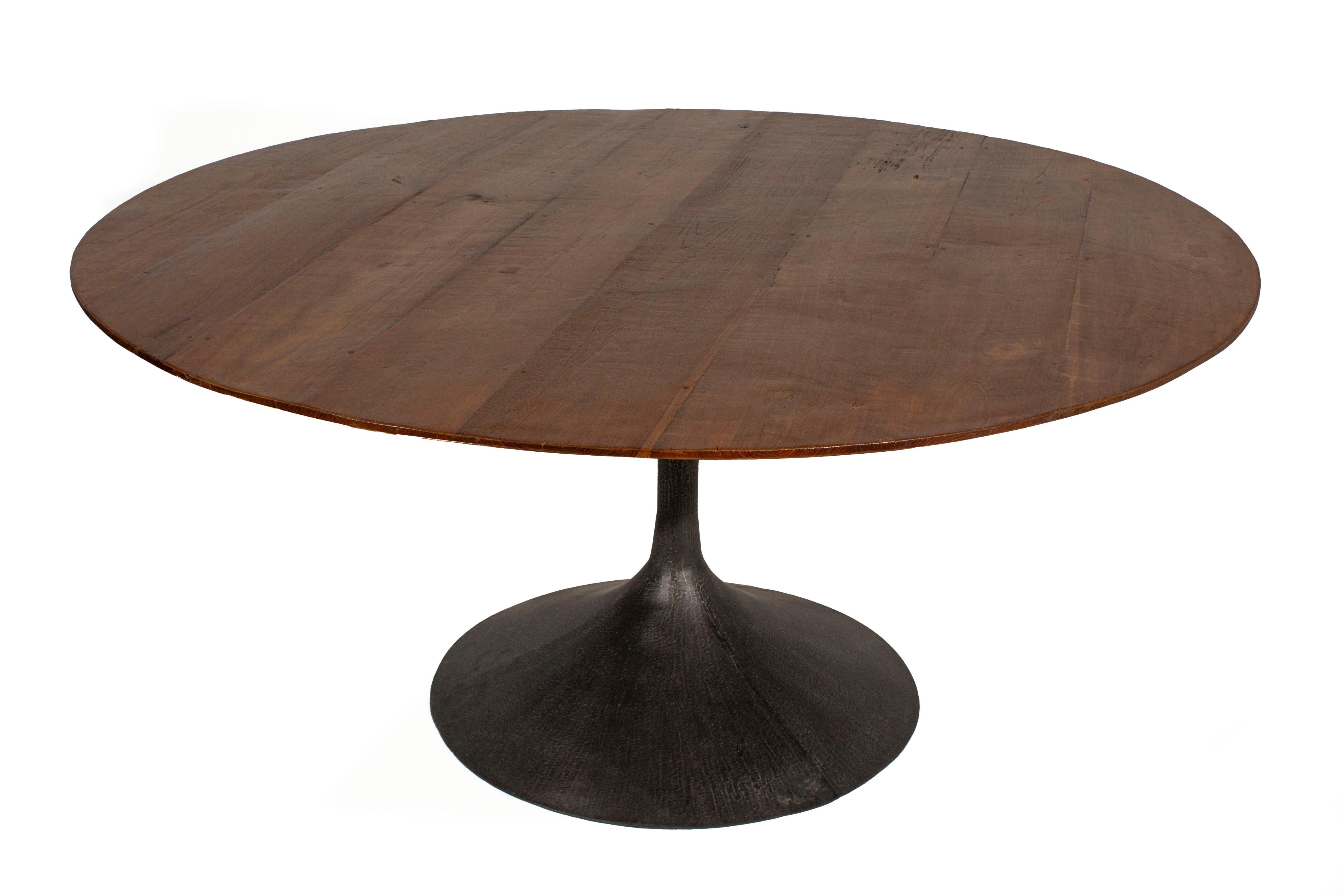 Tulip Table Base in Patinated Steel

Reclaimed Elm Top with Knoll Edge.

Sourced from Europe by Brendan Bass. 

Base and top can be sold separately. Please inquire about pricing for separate pieces.