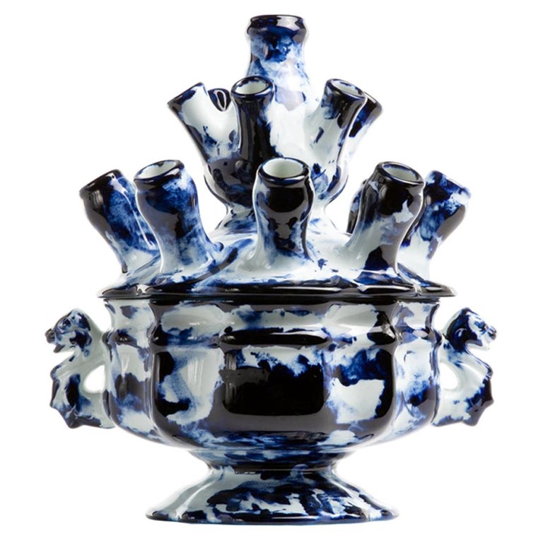 Tulip Vase, by Marcel Wanders, Delft Blue Hand-Painted, 2006, Unlimited Unique For Sale