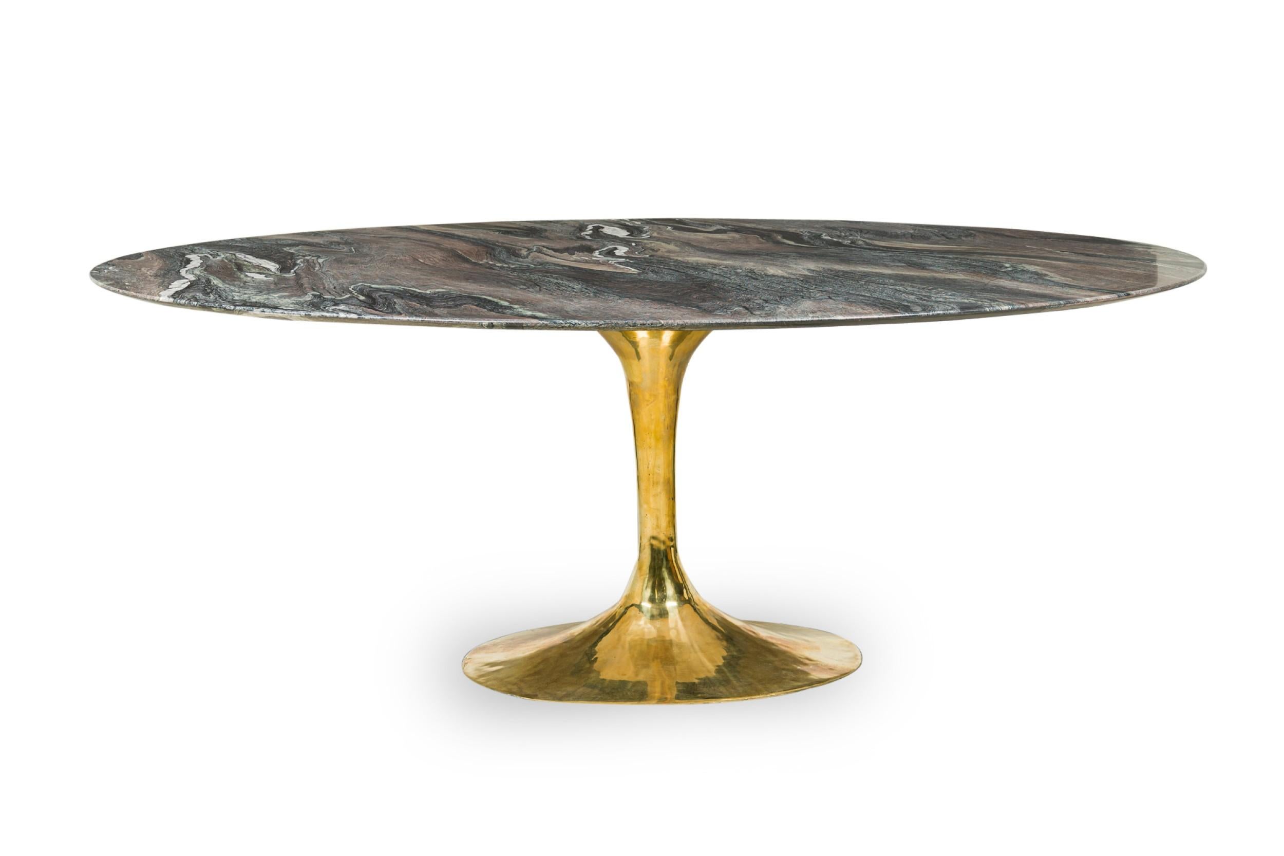 Tables de salle à manger Tulipa en marbre et bronze forgé à la main (ovale) Bon état - En vente à Queens, NY