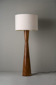 Tulipán Handcrafted Wood Floor Lamp with Linen Shade by Isabel Moncada